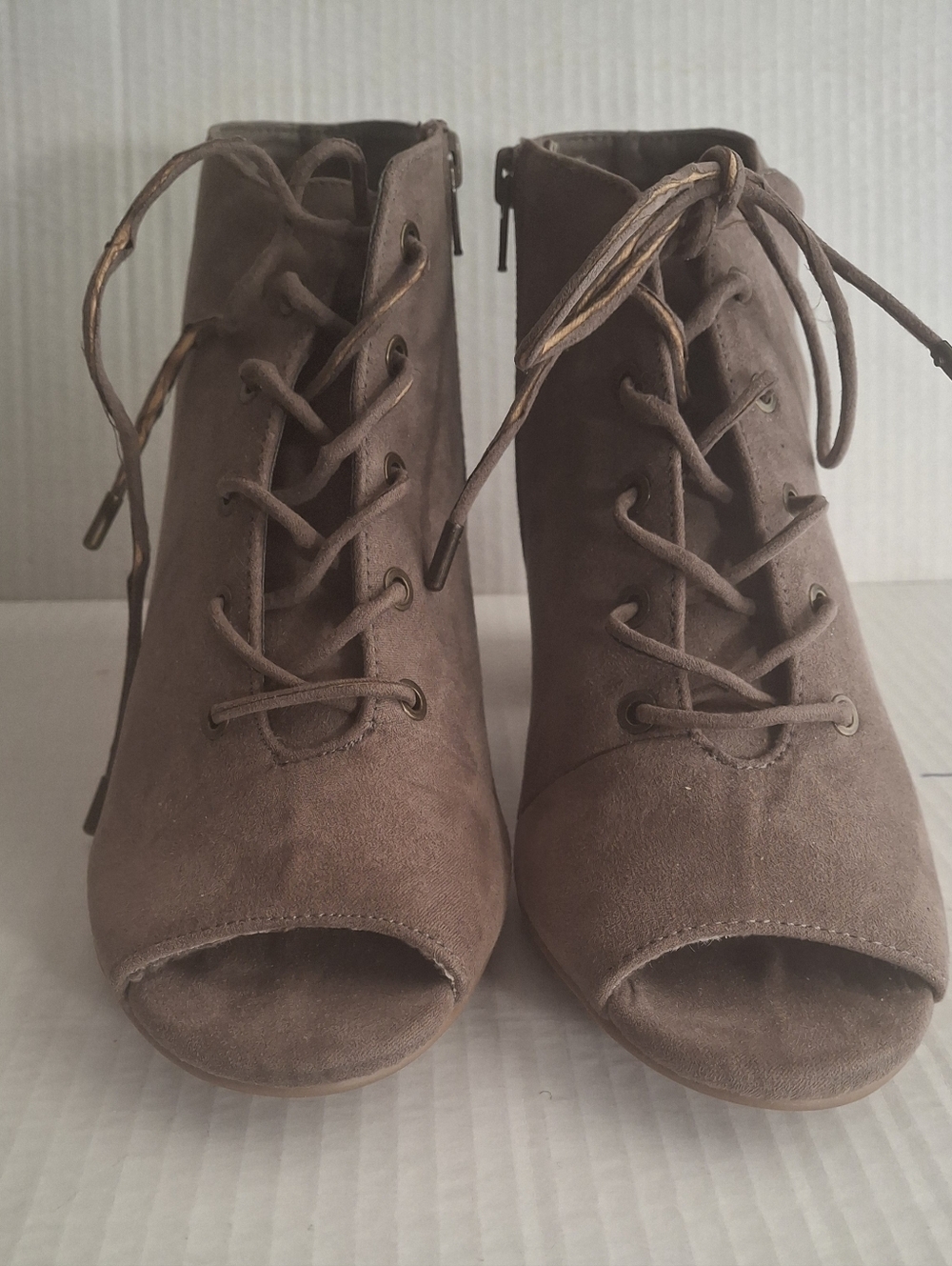 Bamboo Suede Peep Toed Ankle BOOT